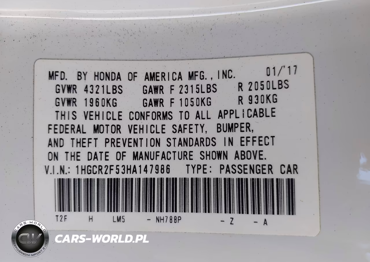 2017 Honda Accord Sport VIN:1HGCR2F53HA147986 - 9
