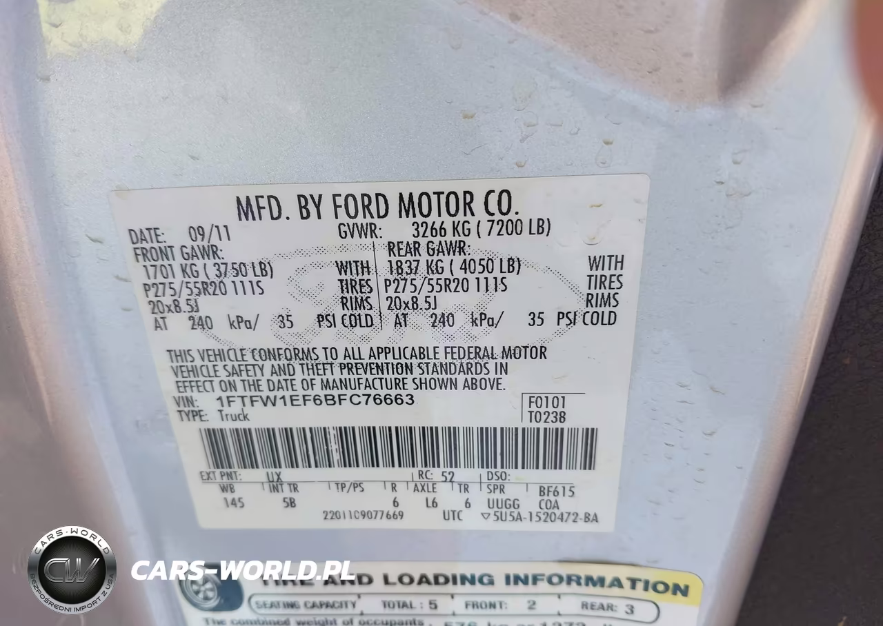 2011 Ford F-150 Fx4 VIN:1FTFW1EF6BFC76663 - 9