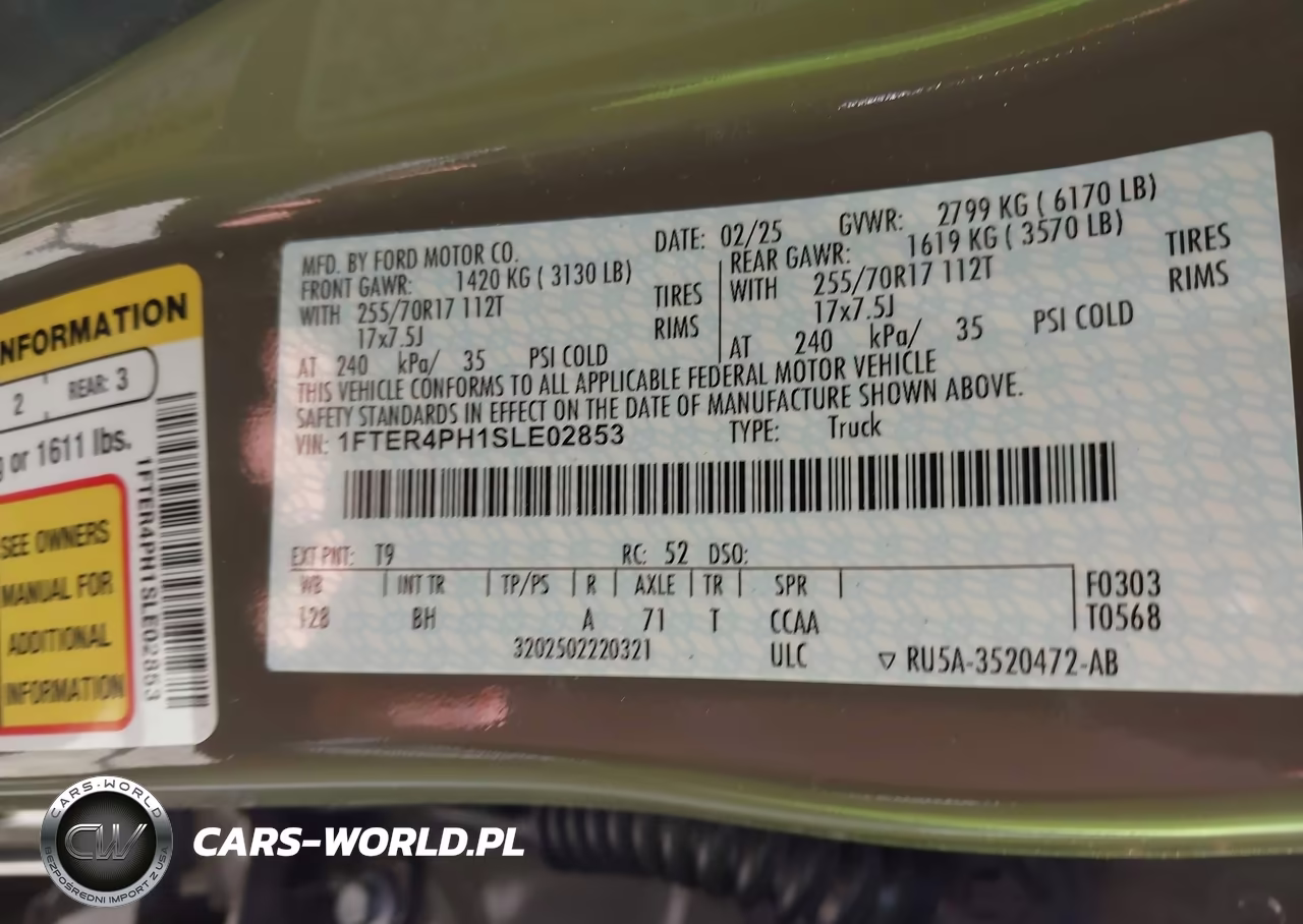 2025 Ford Ranger Xl VIN:1FTER4PH1SLE02853 - 9