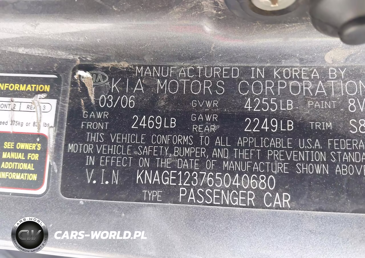 2006 Kia Optima Ex (New)-Lx (New) VIN:KNAGE123765040680 - 9