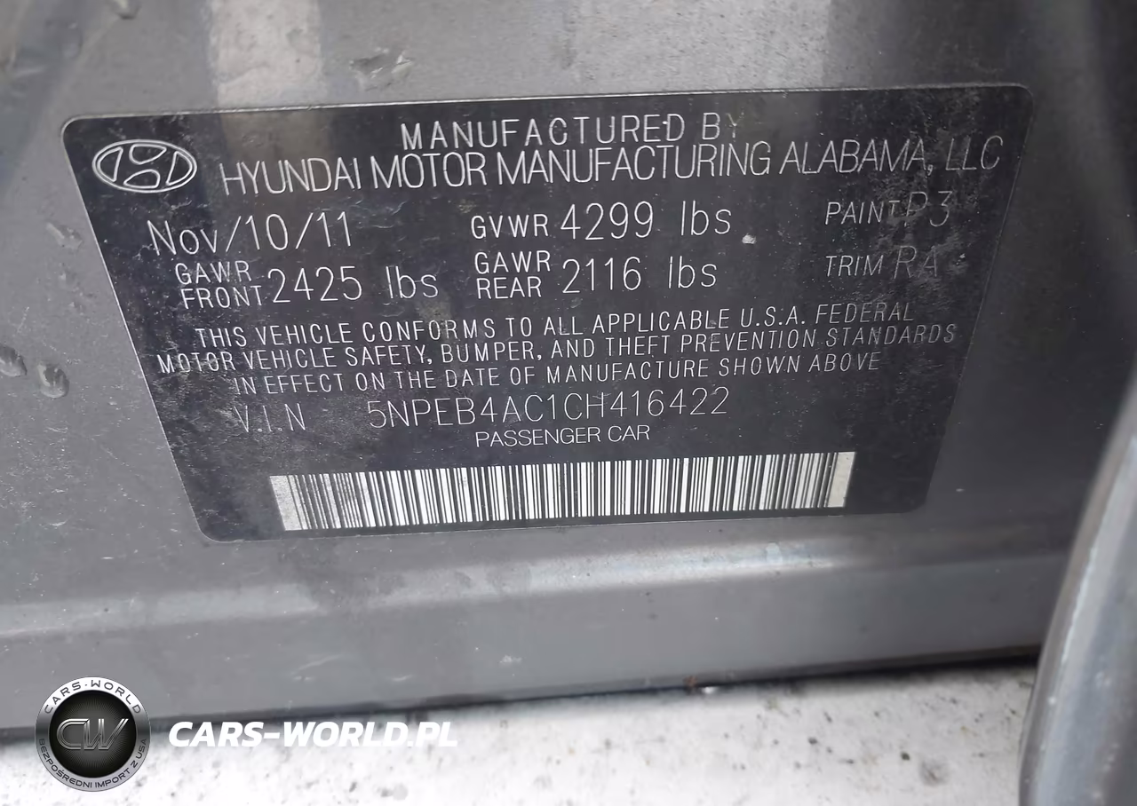 2012 Hyundai Sonata Gls VIN:5NPEB4AC1CH416422 - 9