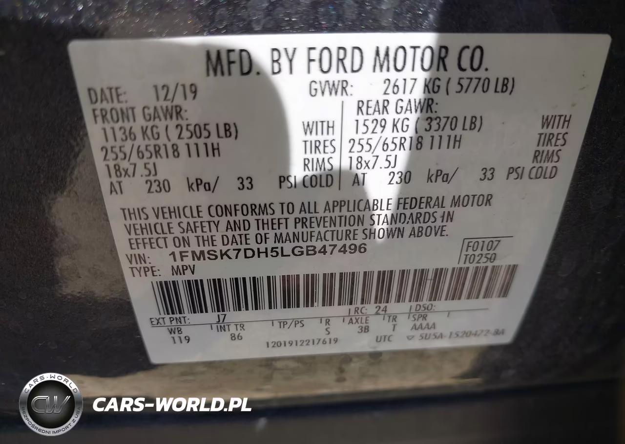 2020 Ford Explorer Xlt VIN:1FMSK7DH5LGB47496 - 9