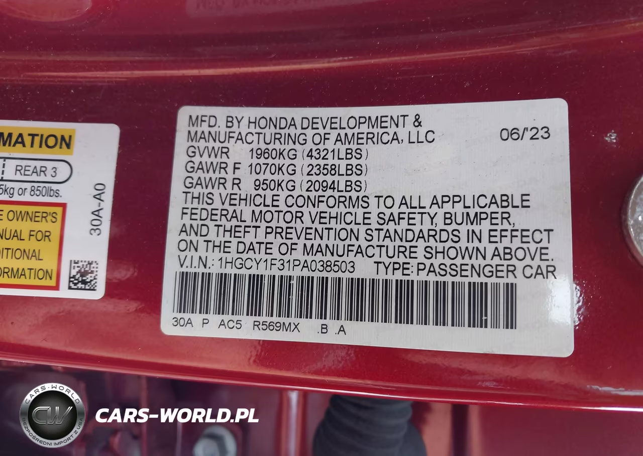 2023 Honda Accord Ex VIN:1HGCY1F31PA038503 - 9