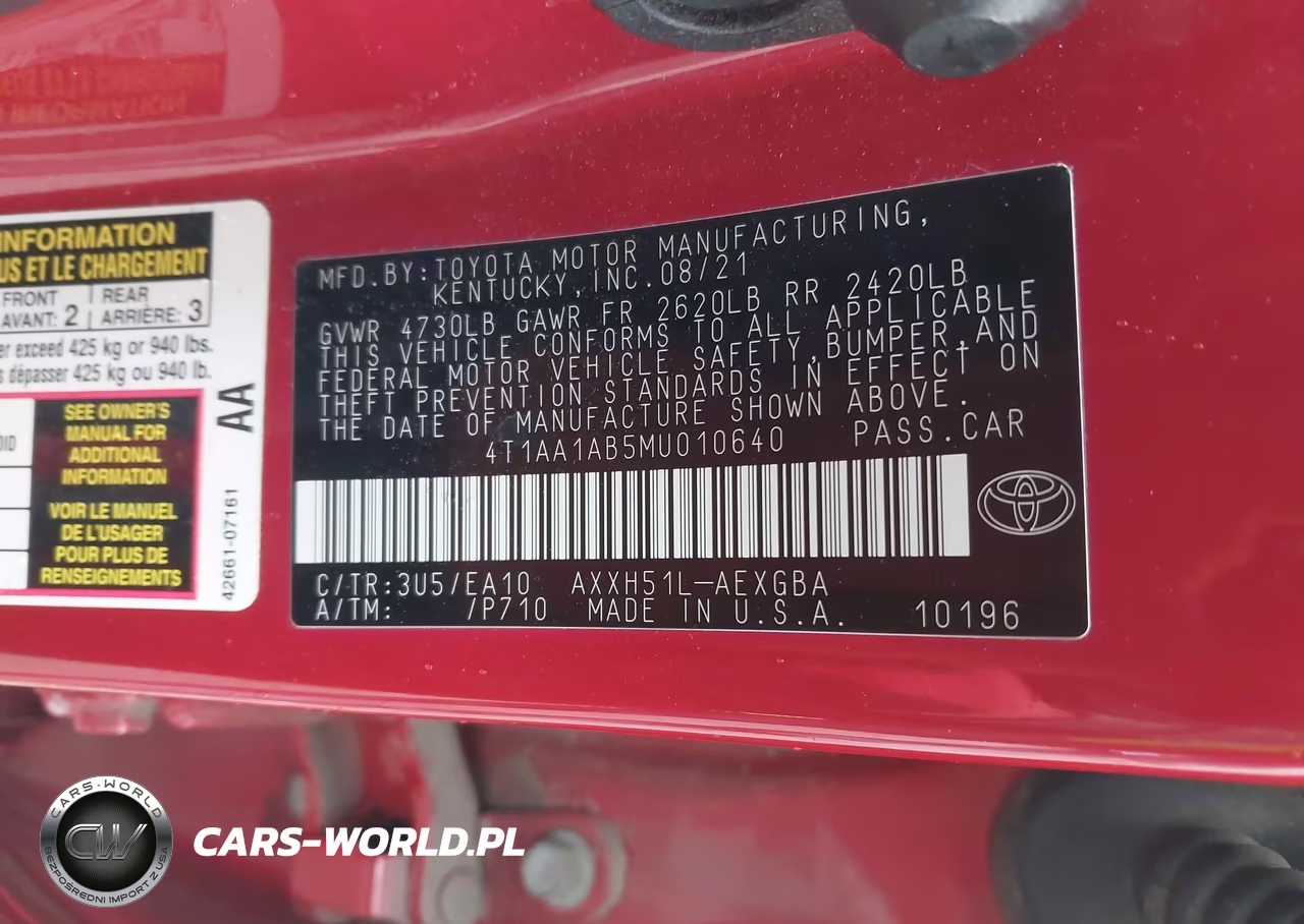 2021 Toyota Avalon Xle Hybrid VIN:4T1AA1AB5MU010640 - 9