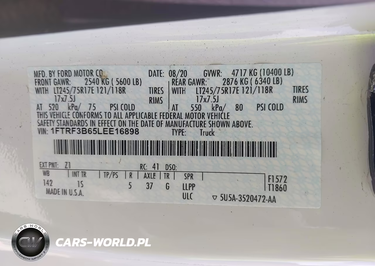 2020 Ford F-350 Xl VIN:1FTRF3B65LEE16898 - 8