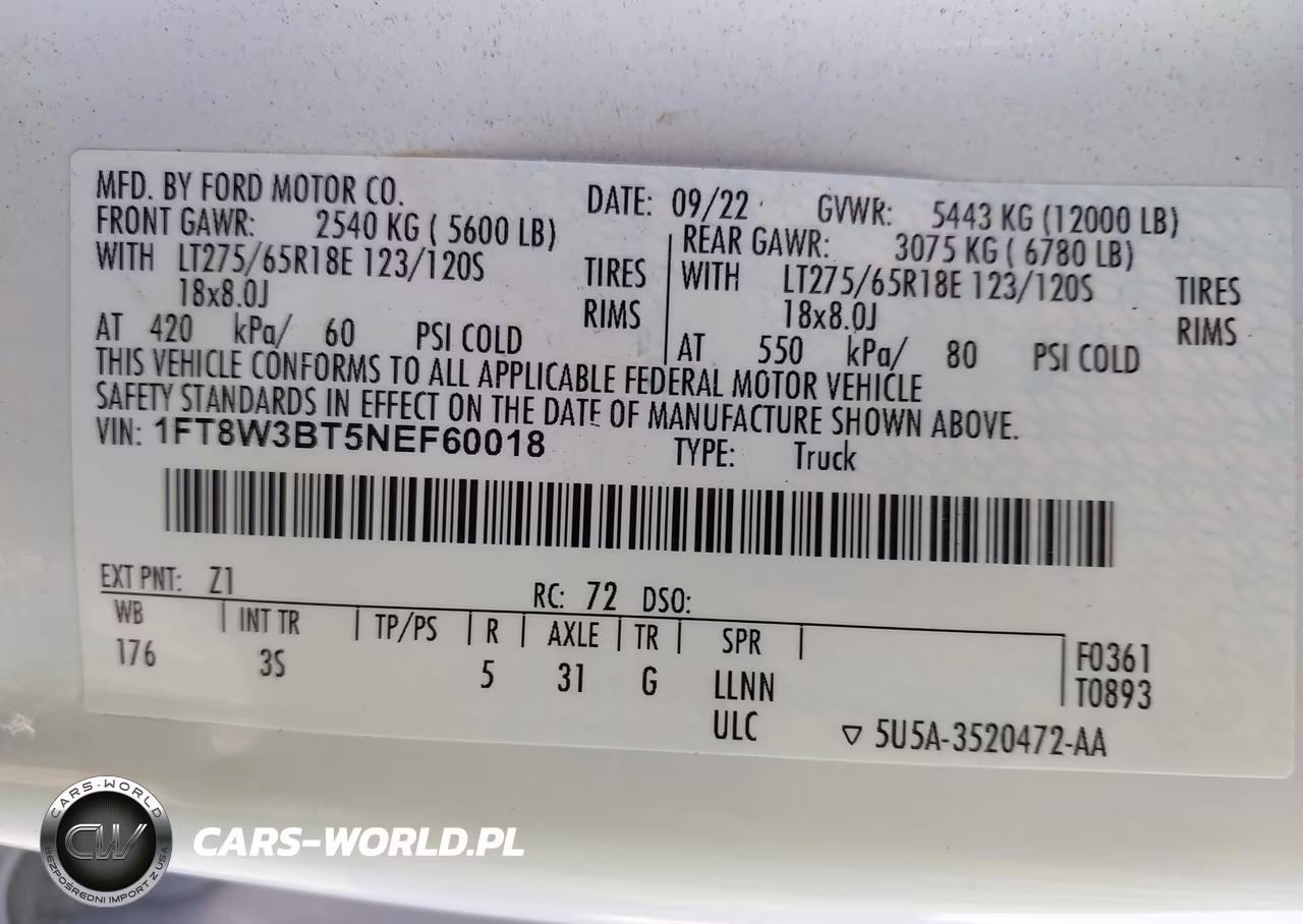 2022 Ford F-350 Xlt VIN:1FT8W3BT5NEF60018 - 8