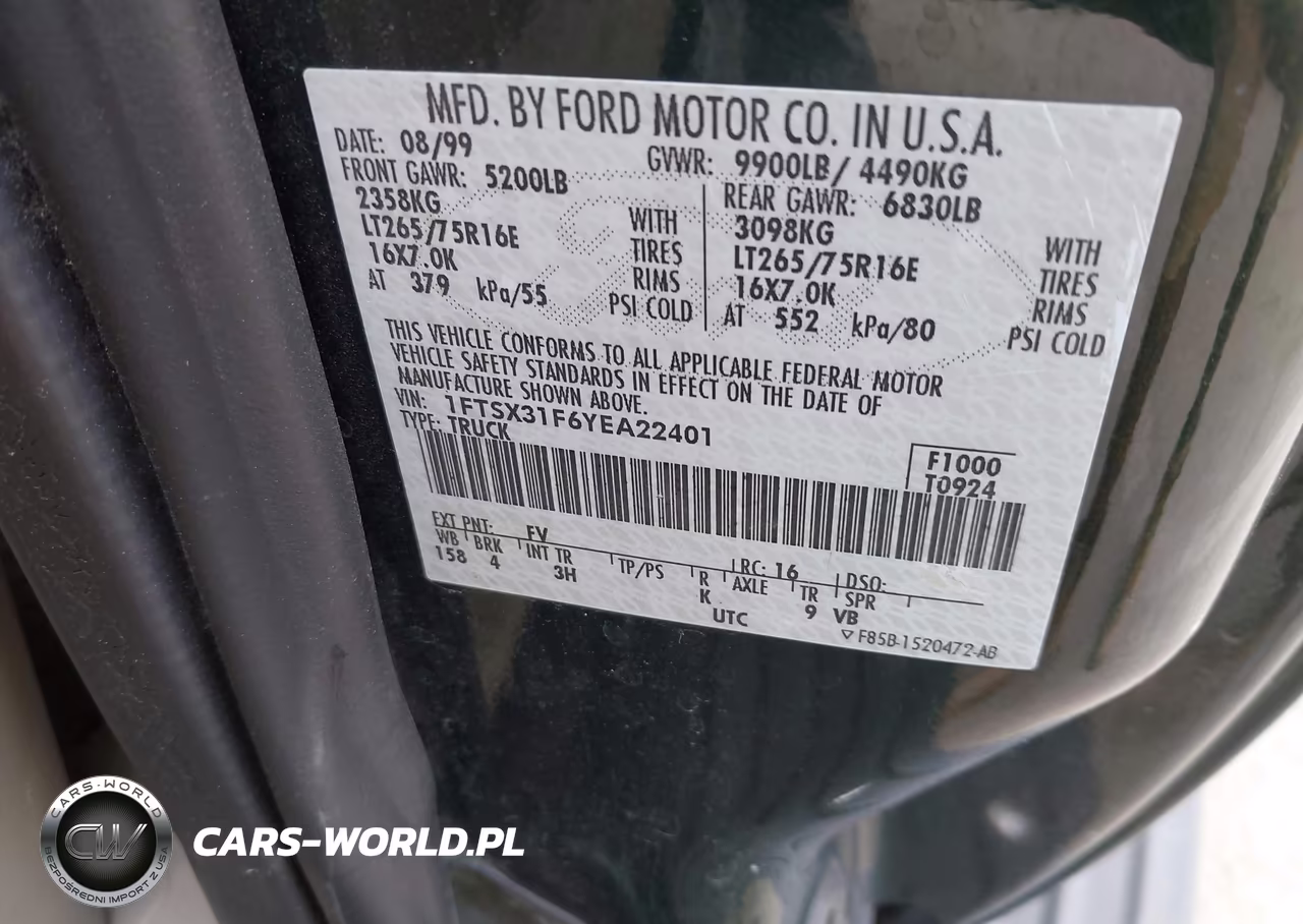 2000 Ford F-350 Lariat-Xl-Xlt VIN:1FTSX31F6YEA22401 - 9