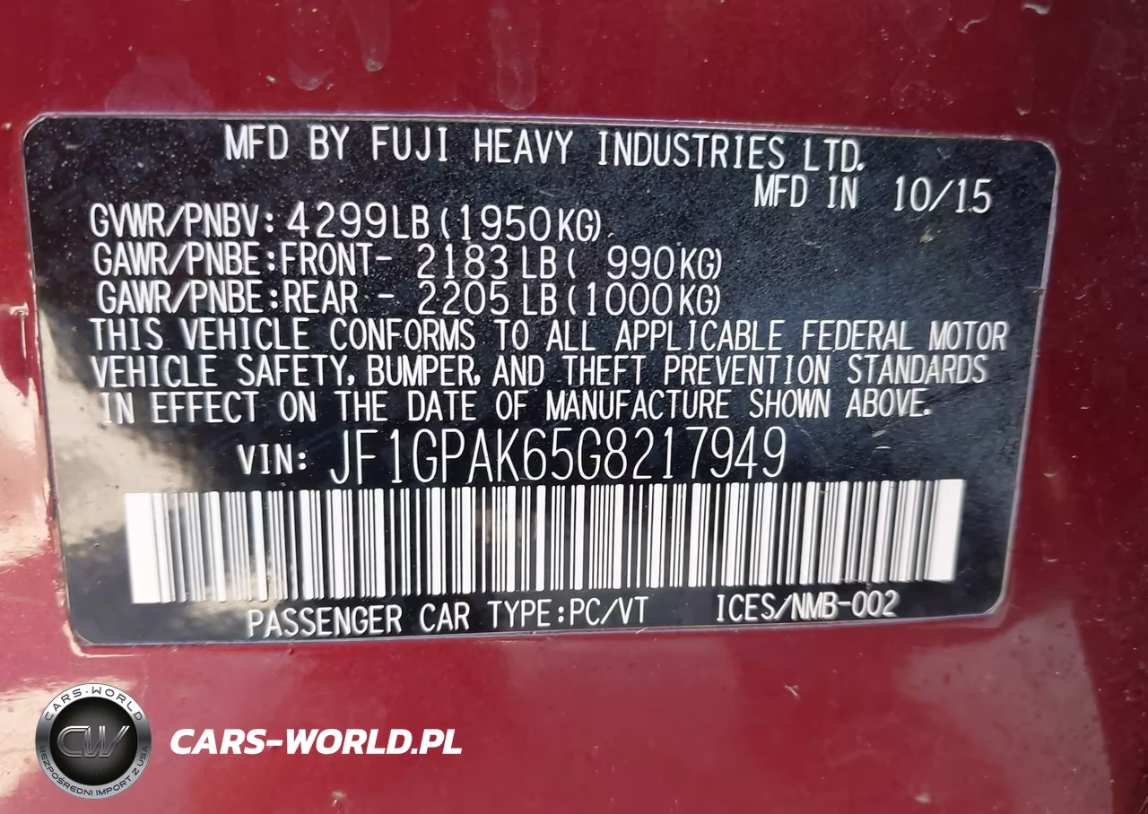 2016 Subaru Impreza 2.0I Limited VIN:JF1GPAK65G8217949 - 9