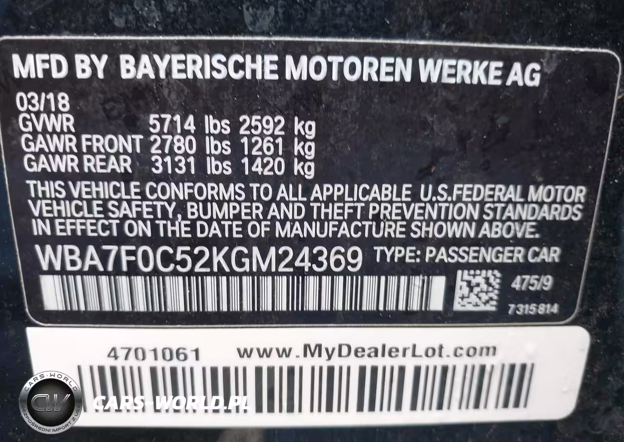 2019 BMW 750I VIN:WBA7F0C52KGM24369 - 9