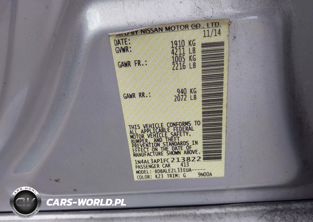 2015 Nissan Altima 2.5 S VIN:1N4AL3AP1FC213822 - 9