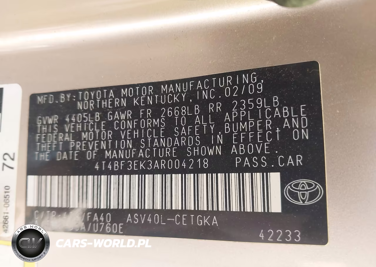 2010 Toyota Camry Xle VIN:4T4BF3EK3AR004218 - 9