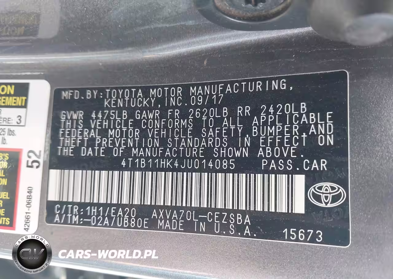 2018 Toyota Camry Se VIN:4T1B11HK4JU014085 - 9