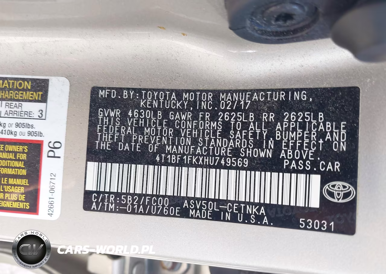 2017 Toyota Camry Le VIN:4T1BF1FKXHU749569 - 9