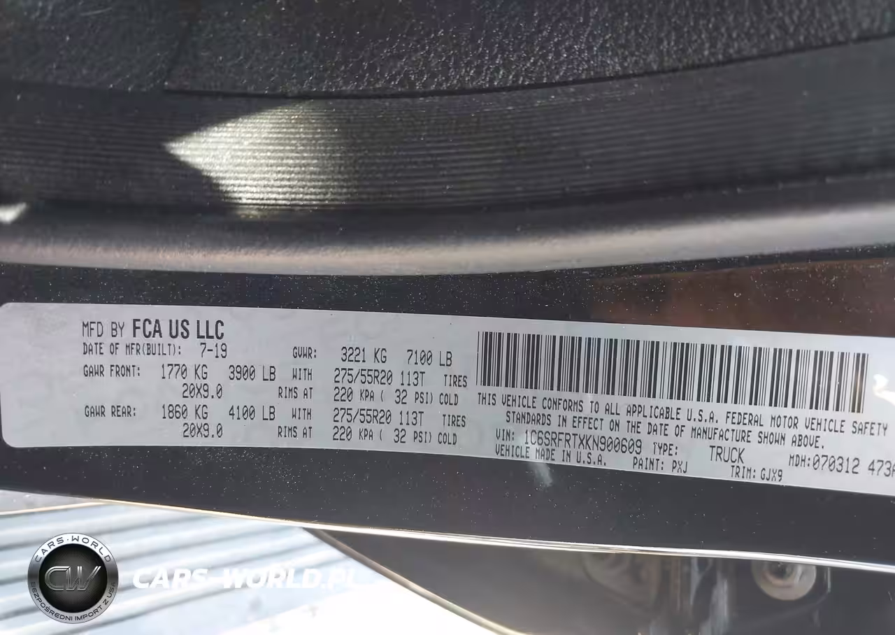 2019 Ram 1500 Laramie 4X4 6'4 Box VIN:1C6SRFRTXKN900609 - 9