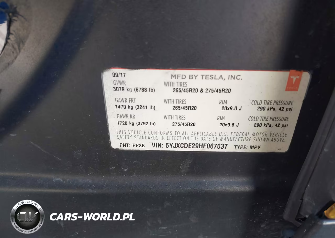 2017 Tesla Model X 100D-75D-90D VIN:5YJXCDE29HF067037 - 9