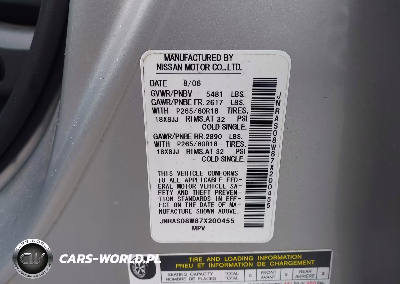2007 Infiniti Fx35 VIN:JNRAS08W87X200455 - 9
