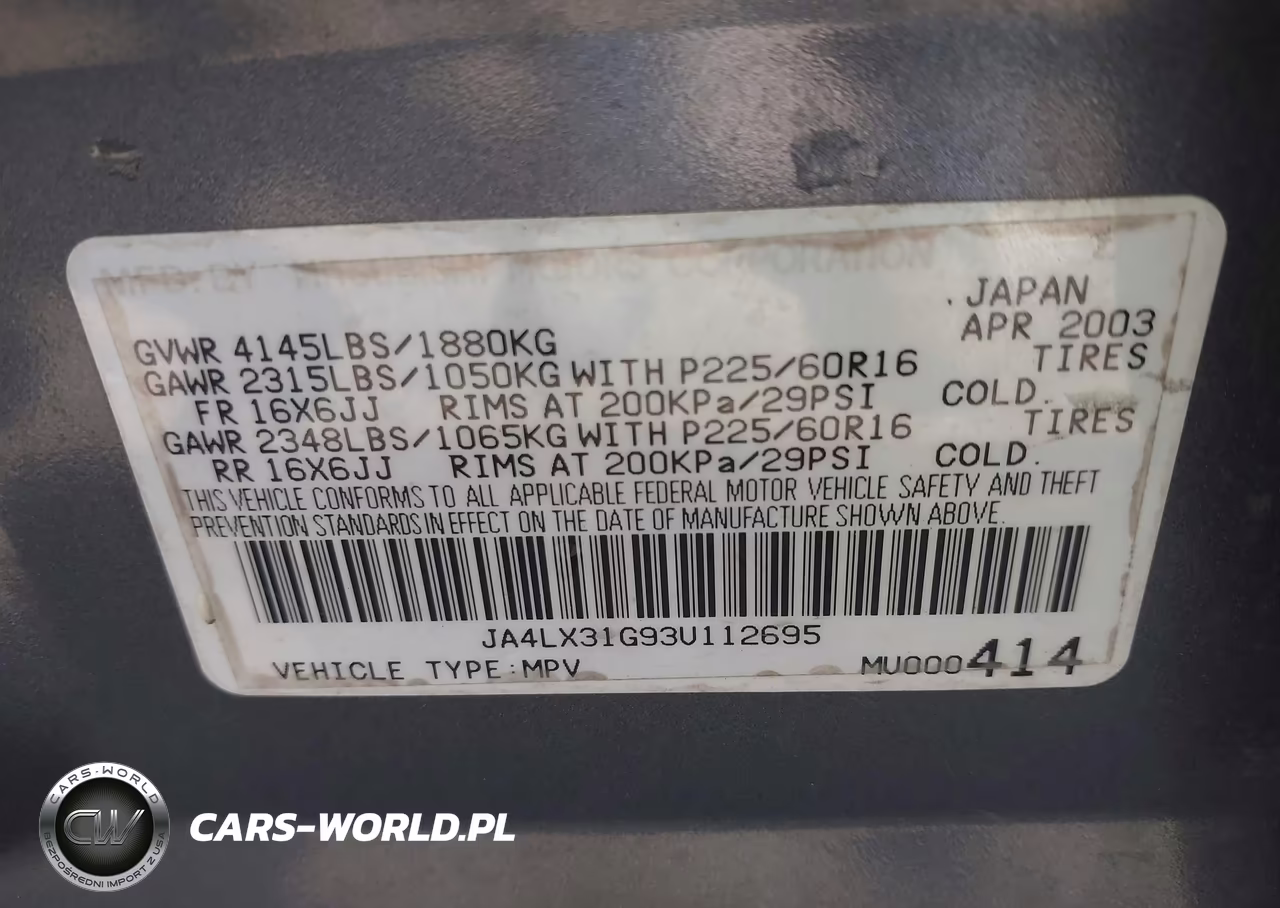 2003 Mitsubishi Outlander Ls VIN:JA4LX31G93U112695 - 9