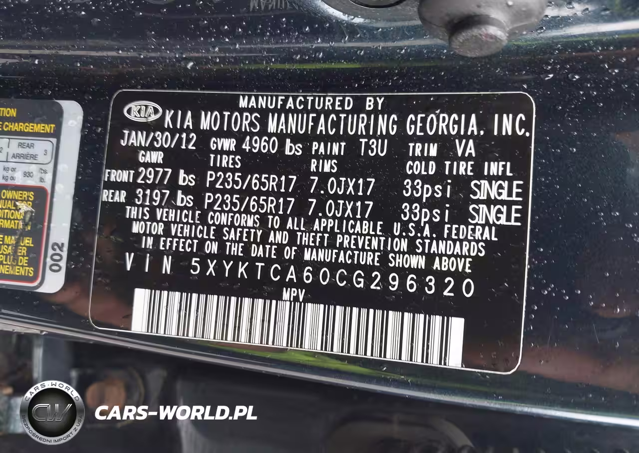 2012 Kia Sorento Lx VIN:5XYKTCA60CG296320 - 9