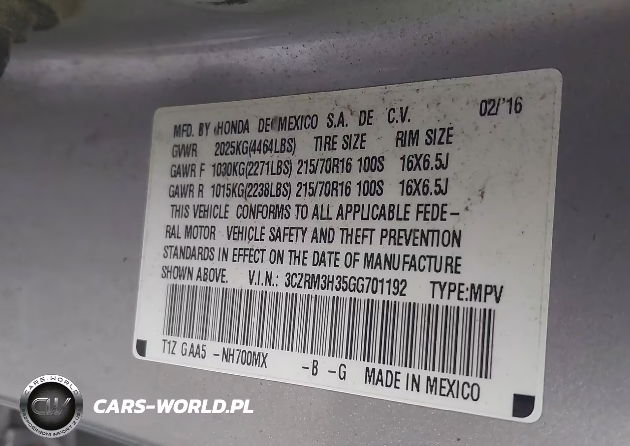 2016 Honda Cr-V Lx VIN:3CZRM3H35GG701192 - 9
