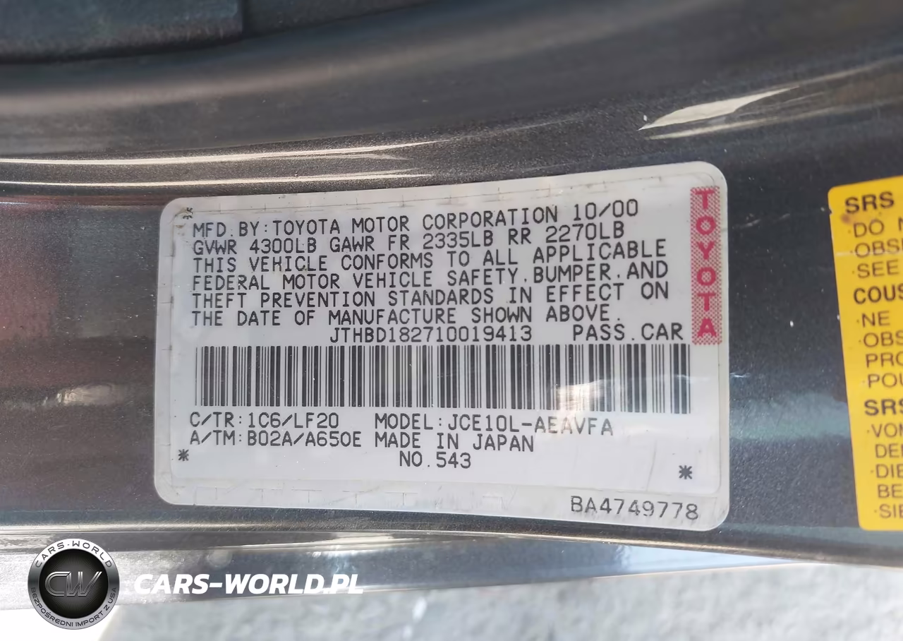 2001 Lexus Is 300 VIN:JTHBD182710019413 - 9