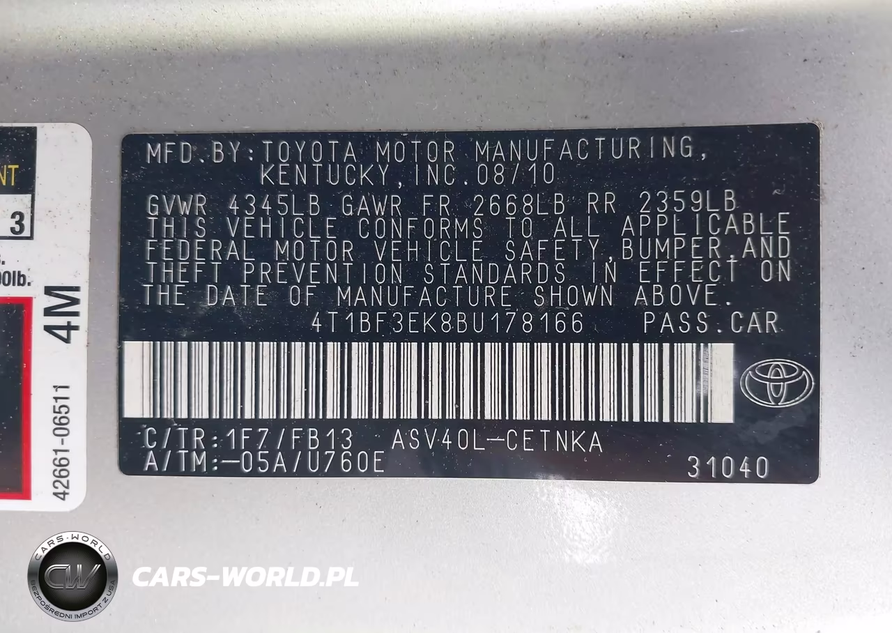 2011 Toyota Camry Le VIN:4T1BF3EK8BU178166 - 9