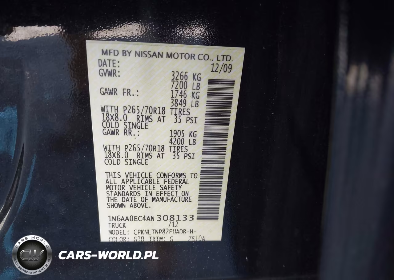 2010 Nissan Titan Se VIN:1N6AA0EC4AN308133 - 9