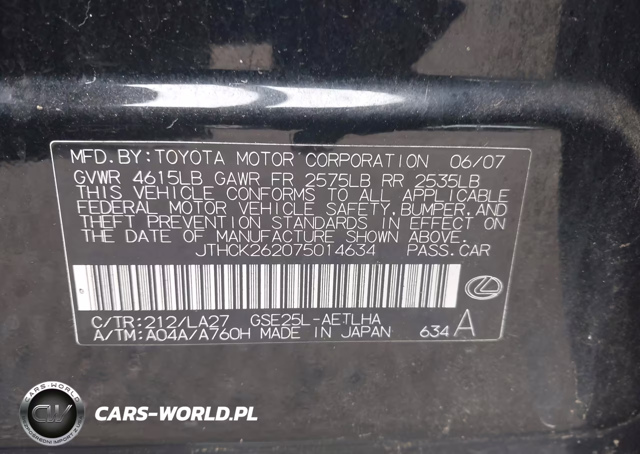 2007 Lexus Is 250 VIN:JTHCK262075014634 - 9