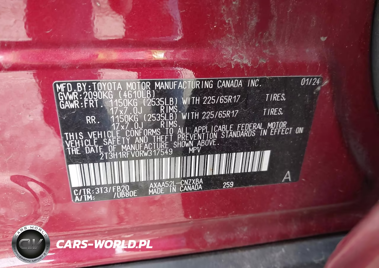 2024 Toyota Rav4 Le VIN:2T3H1RFV0RW317549 - 9
