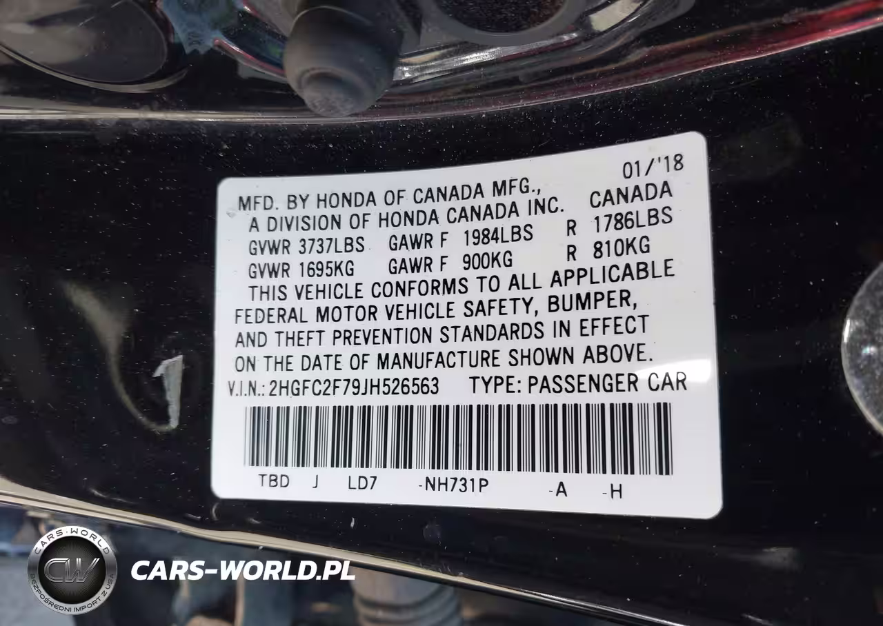 2018 Honda Civic Ex VIN:2HGFC2F79JH526563 - 9