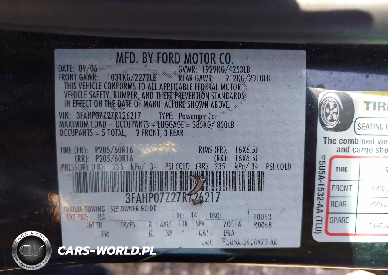 2007 Ford Fusion Se VIN:3FAHP07Z27R126217 - 9