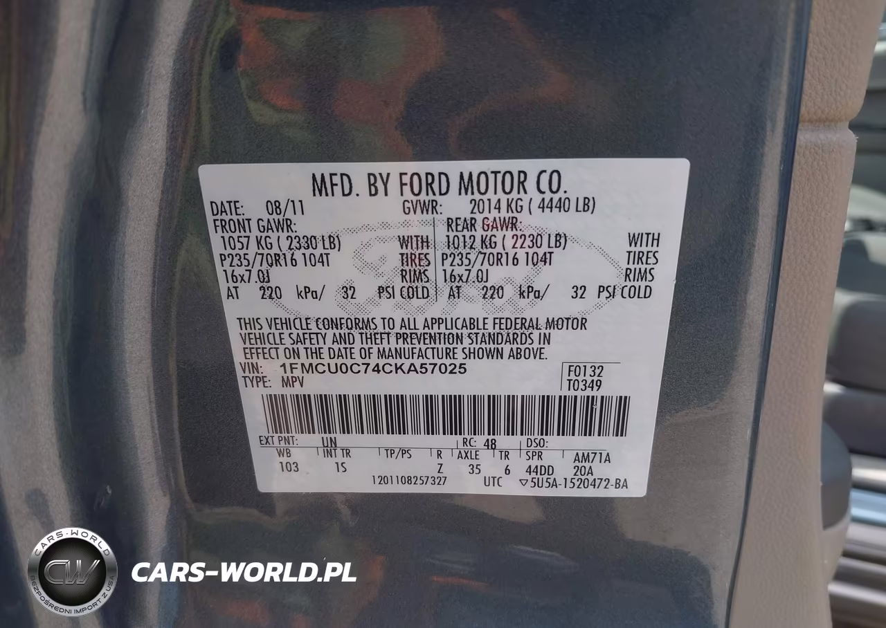 2012 Ford Escape Xls VIN:1FMCU0C74CKA57025 - 9