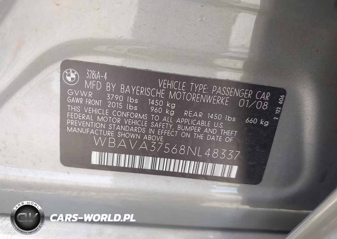 2008 BMW 328I VIN:WBAVA37568NL48337 - 9