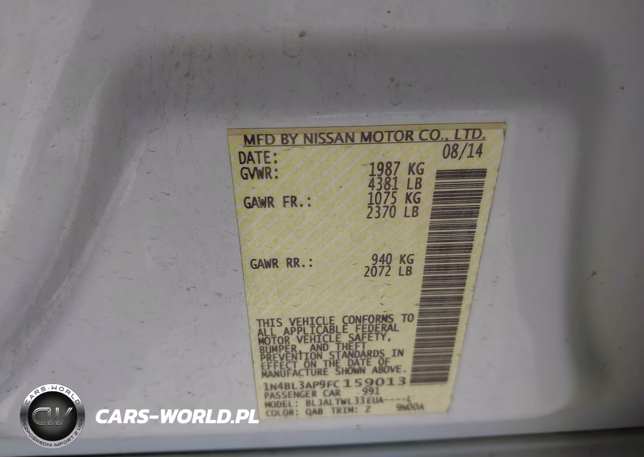 2015 Nissan Altima 3.5 Sl VIN:1N4BL3AP9FC159013 - 9