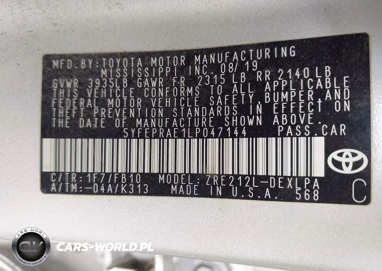 2020 Toyota Corolla Le VIN:5YFEPRAE1LP047144 - 9
