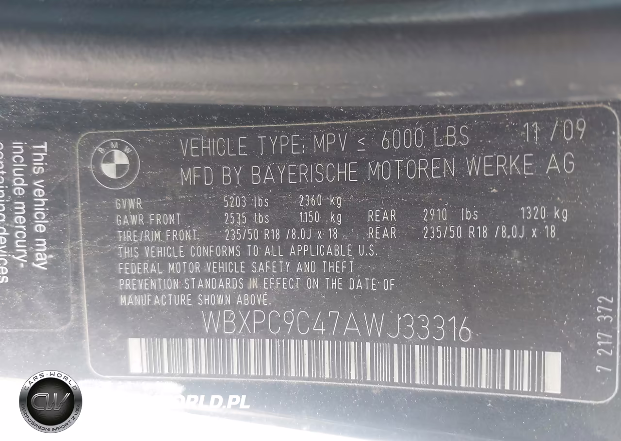 2010 BMW X3 xDrive30I VIN:WBXPC9C47AWJ33316 - 9