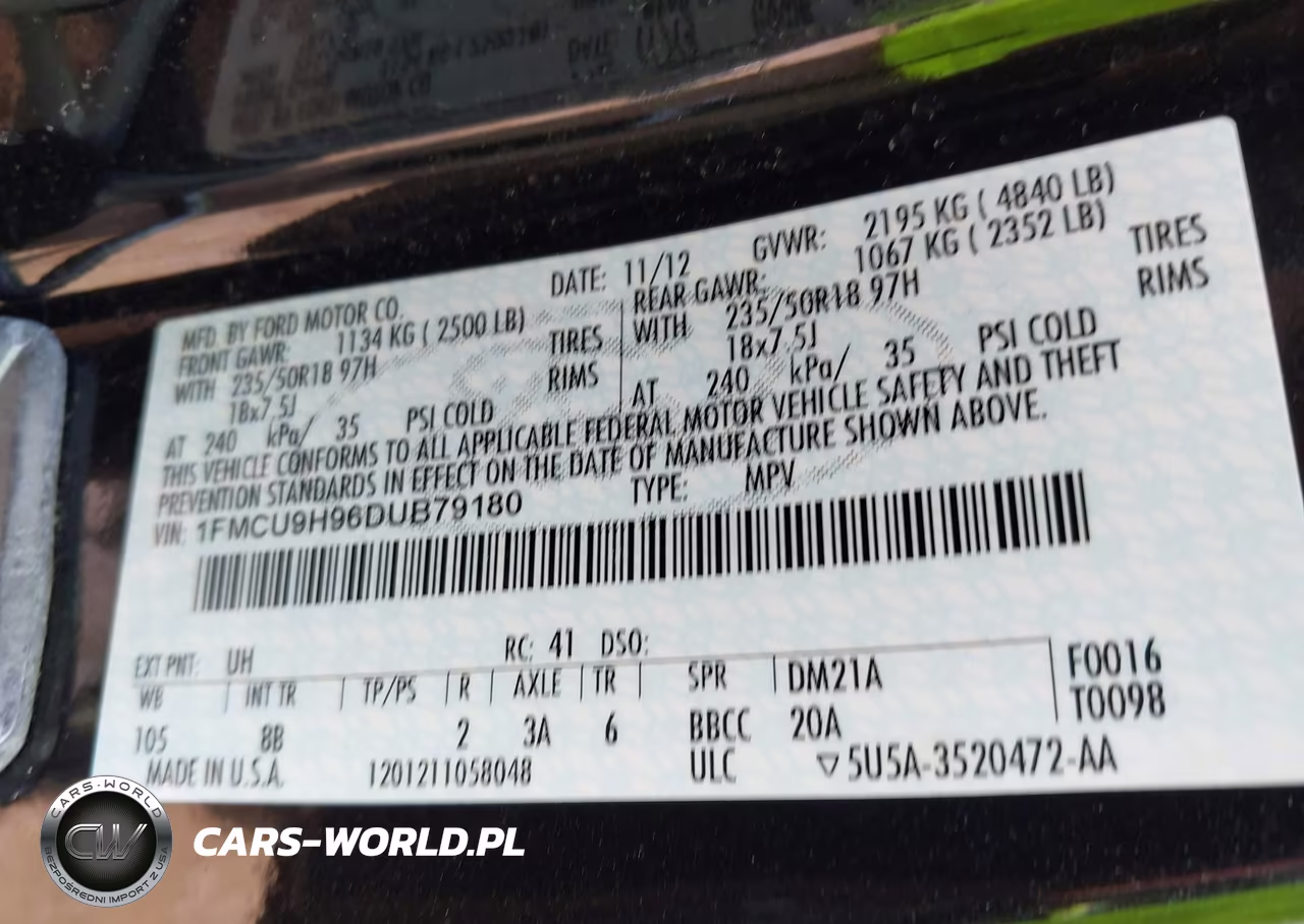 2013 Ford Escape Sel VIN:1FMCU9H96DUB79180 - 9