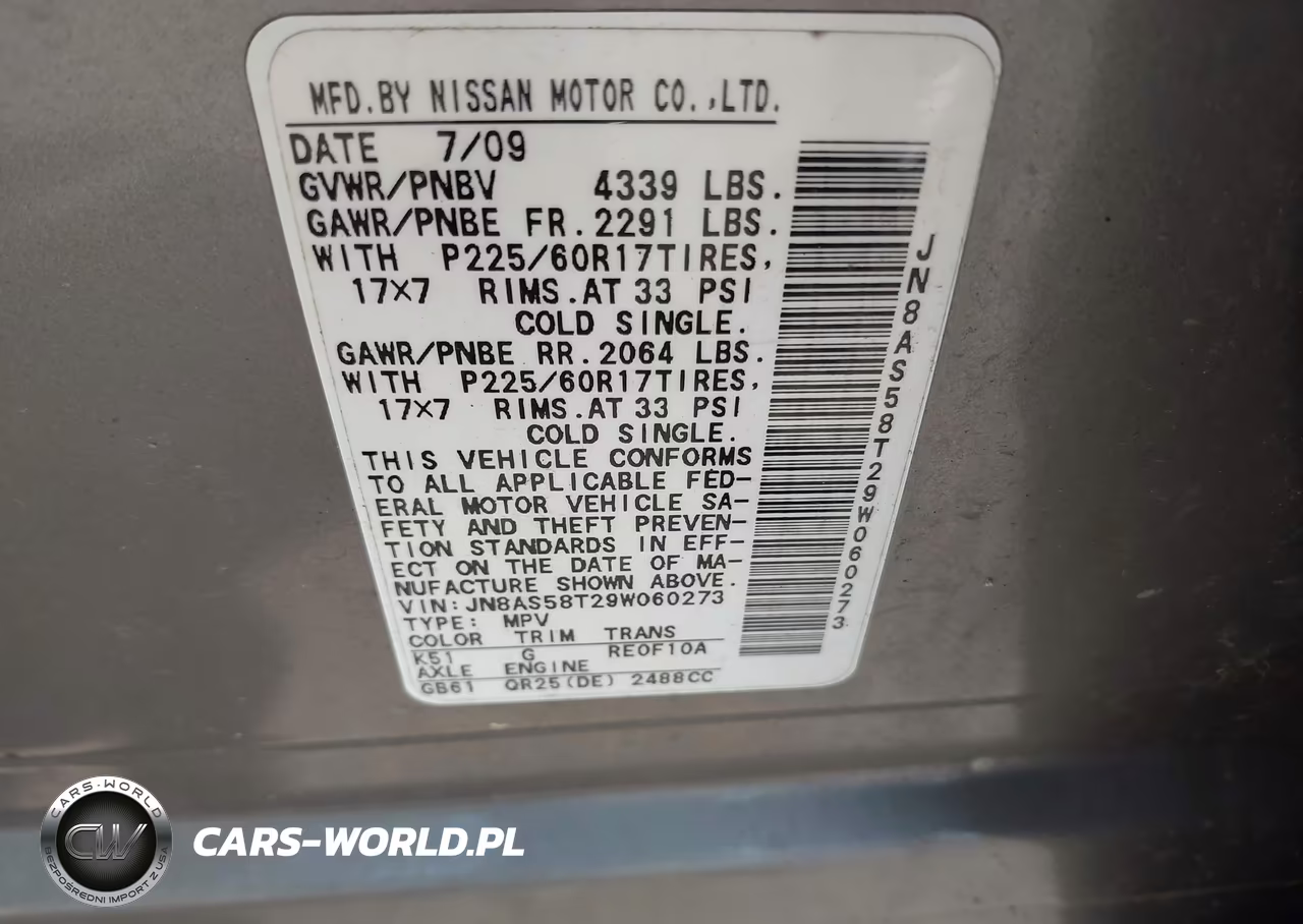 2009 Nissan Rogue Sl VIN:JN8AS58T29W060273 - 9