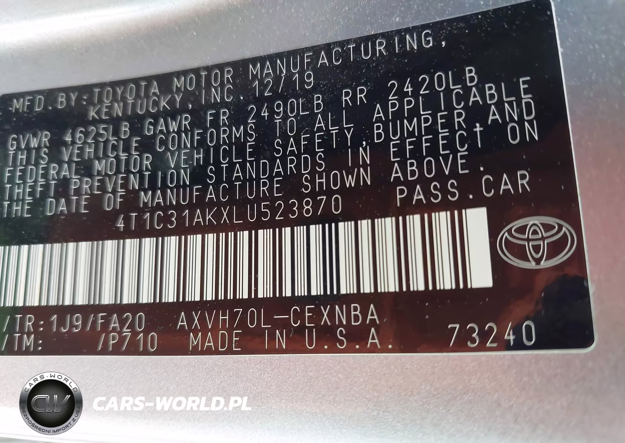 2020 Toyota Camry Le Hybrid VIN:4T1C31AKXLU523870 - 9
