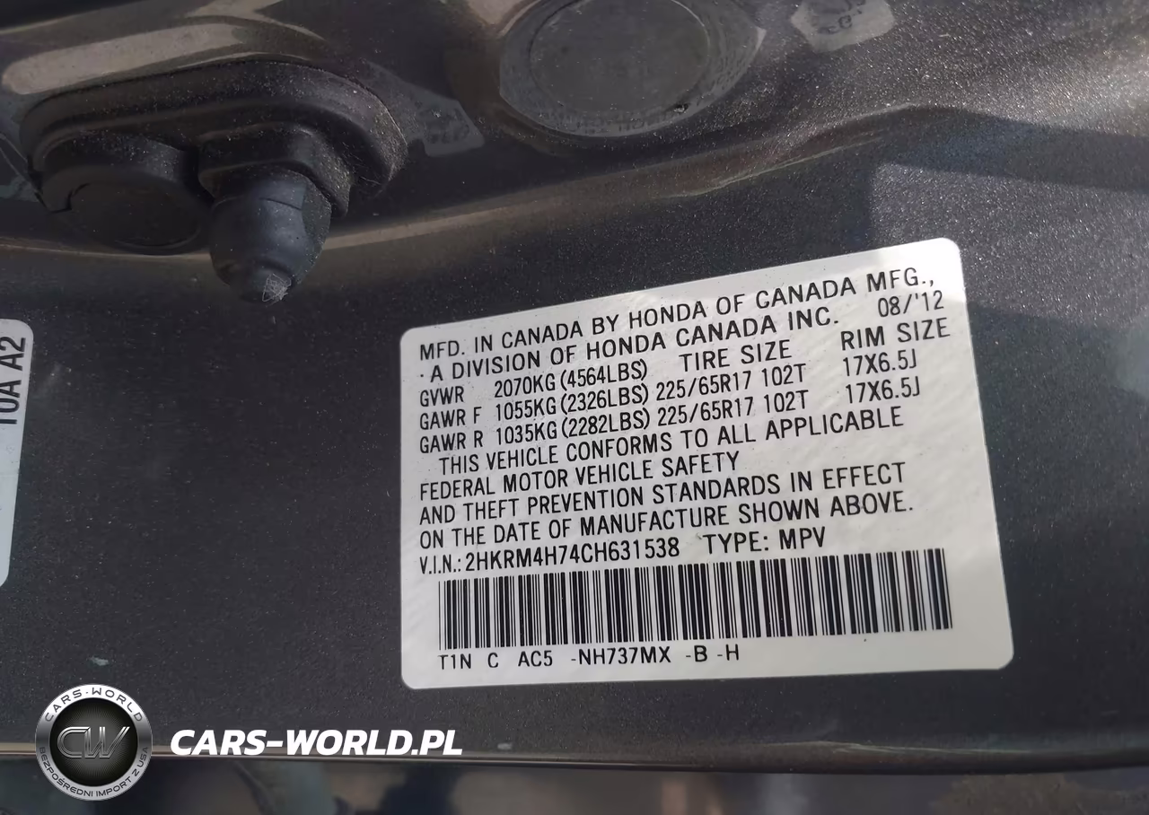 2012 Honda Cr-V Ex-L VIN:2HKRM4H74CH631538 - 9