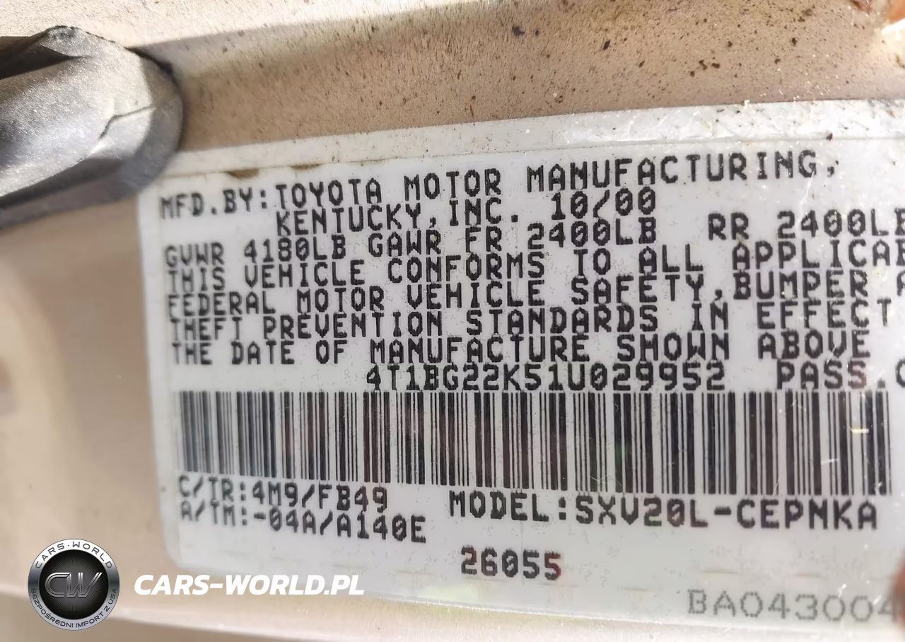 2001 Toyota Camry Le VIN:4T1BG22K51U029952 - 9