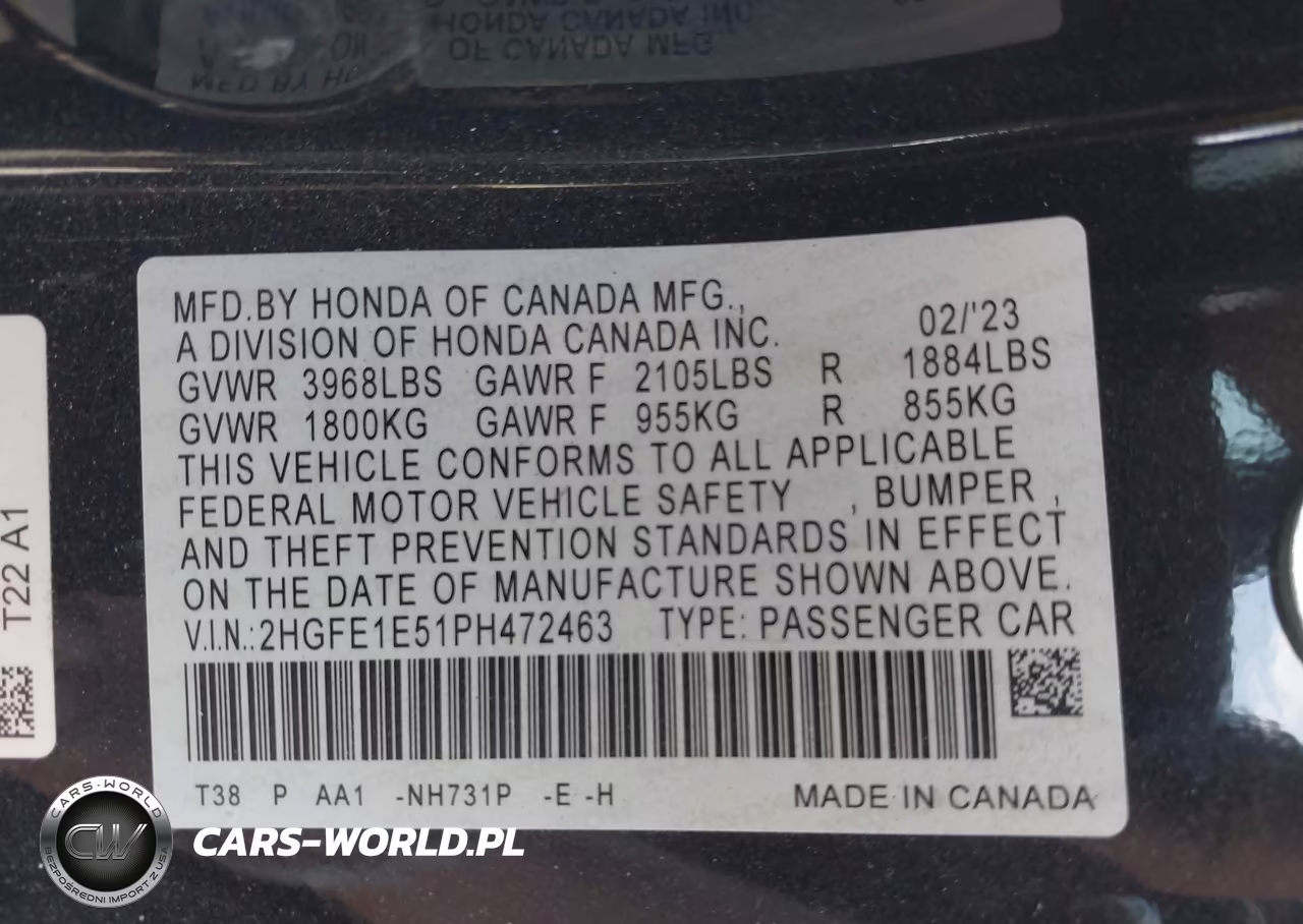 2023 Honda Civic Si Sedan VIN:2HGFE1E51PH472463 - 9