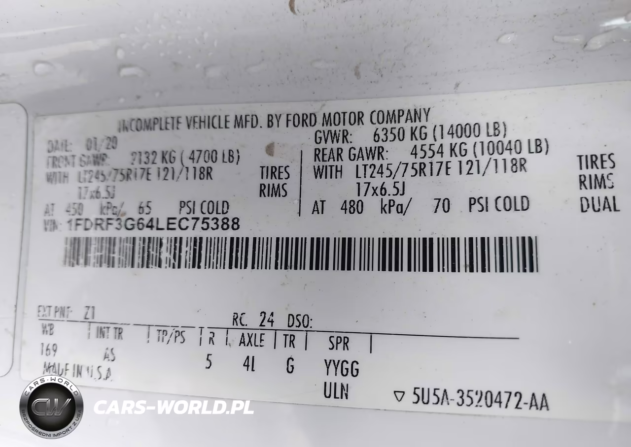 2020 Ford F-350 Chassis Xl VIN:1FDRF3G64LEC75388 - 9