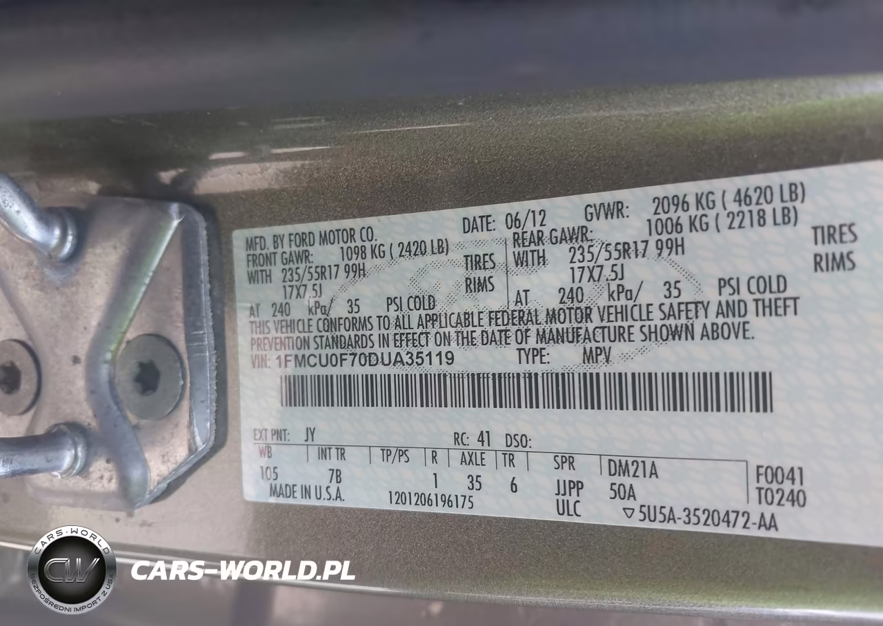 2013 Ford Escape S VIN:1FMCU0F70DUA35119 - 9