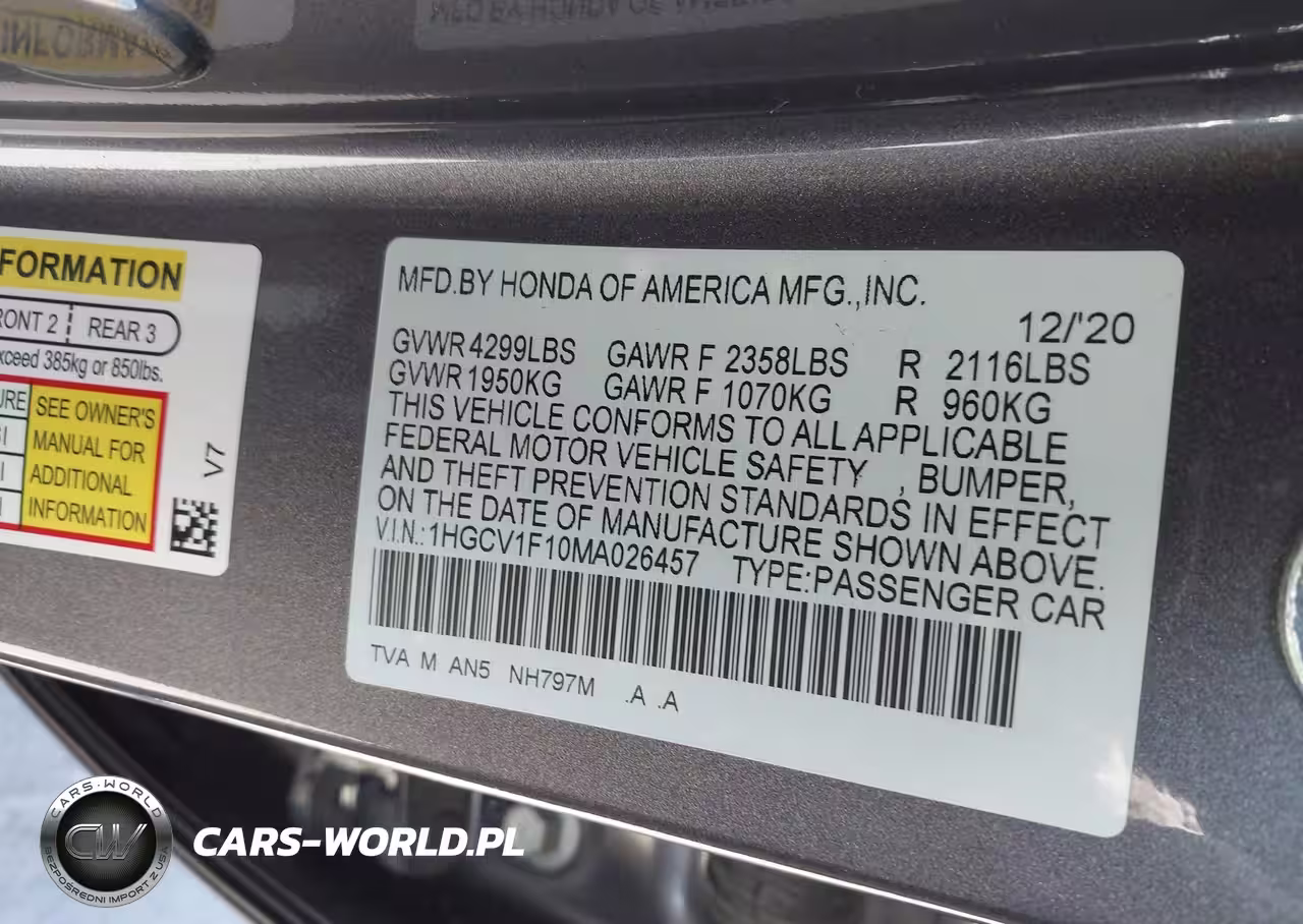 2021 Honda Accord Lx VIN:1HGCV1F10MA026457 - 9