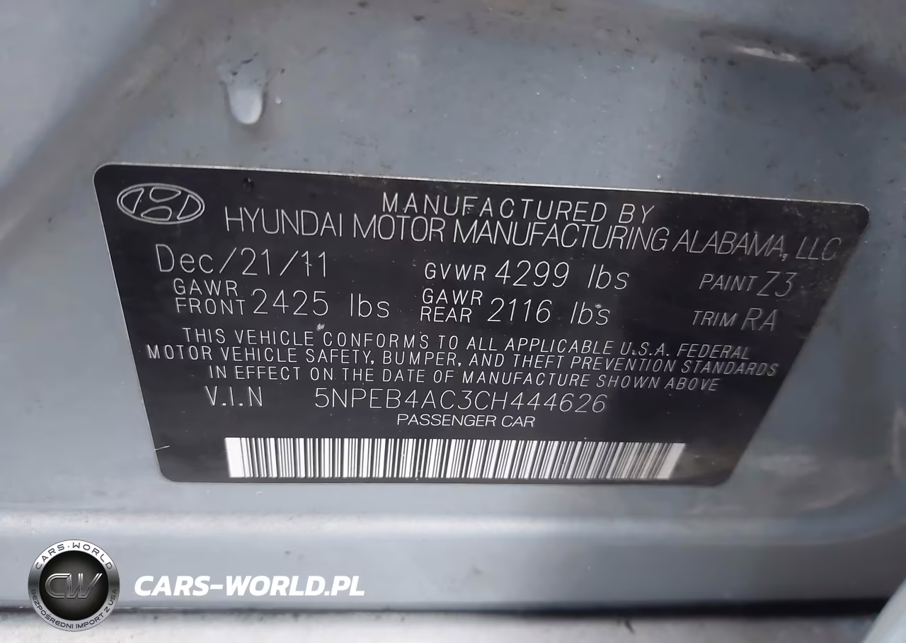 2012 Hyundai Sonata Gls VIN:5NPEB4AC3CH444626 - 9