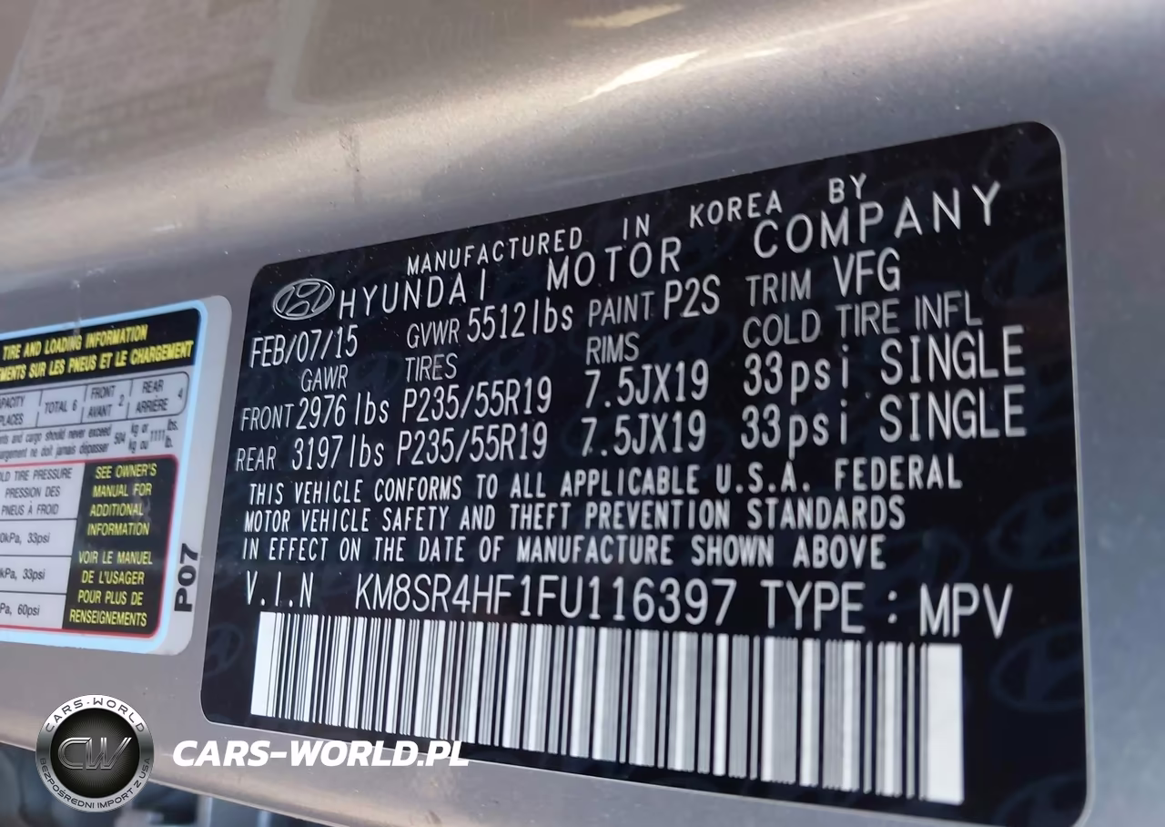 2015 Hyundai Santa Fe Limited VIN:KM8SR4HF1FU116397 - 9