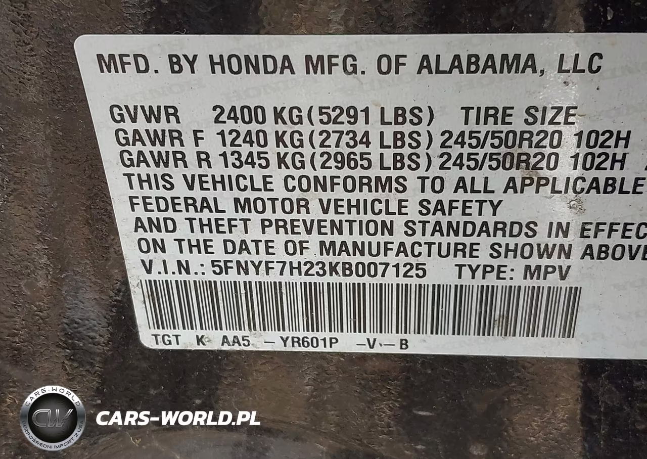 2019 Honda Passport Sport VIN:5FNYF7H23KB007125 - 9