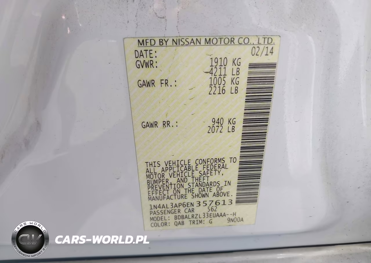 2014 Nissan Altima 2.5 S VIN:1N4AL3AP6EN357613 - 9