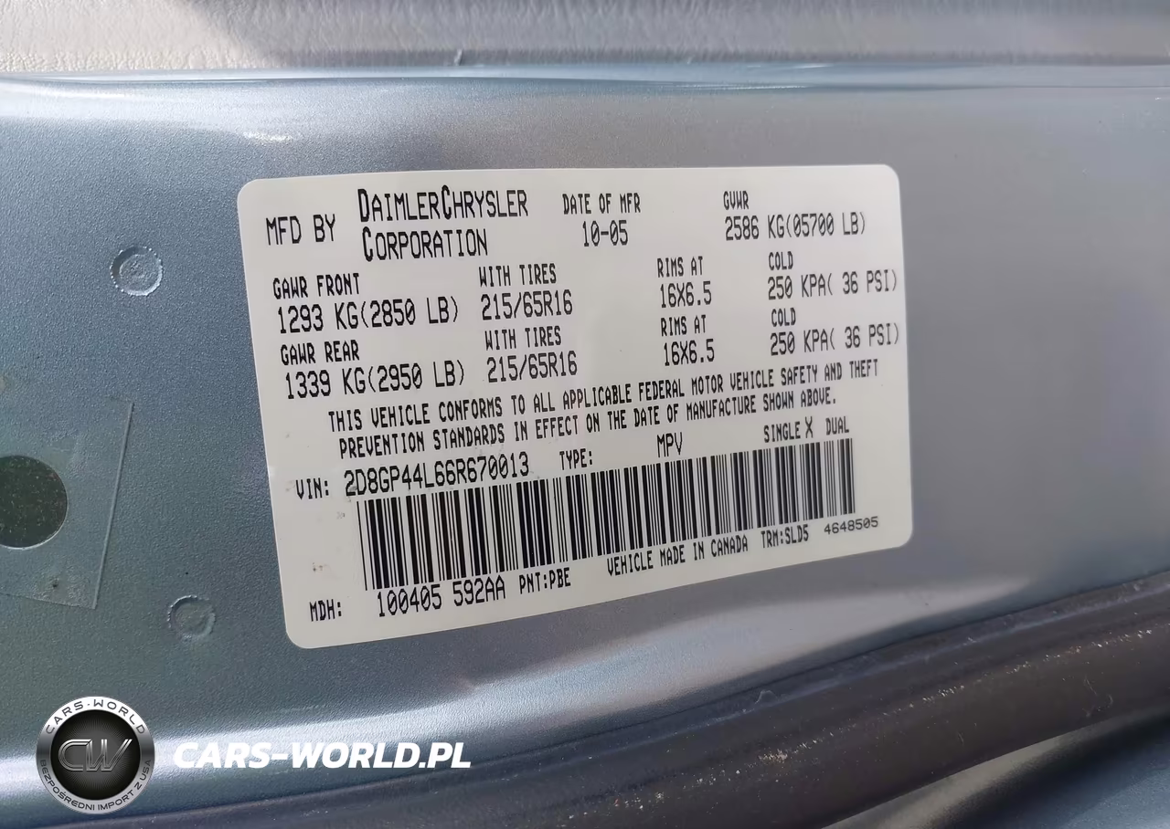2006 Dodge Grand Caravan Sxt VIN:2D8GP44L66R670013 - 9