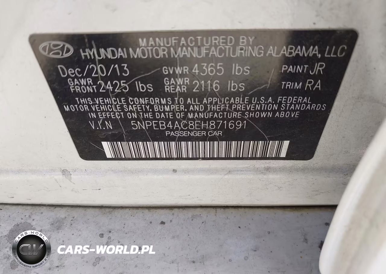 2014 Hyundai Sonata Gls VIN:5NPEB4AC8EH871691 - 9